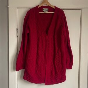 Aran Crafts Wool Cardigan Sweater with Open Front